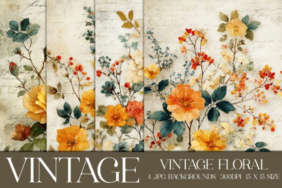 Download Vintage Floral Backgrounds, S6 - Vintage Collection