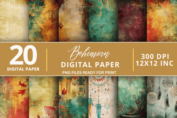 Download Bohemian Digital Paper Bundle - Premium Bundle