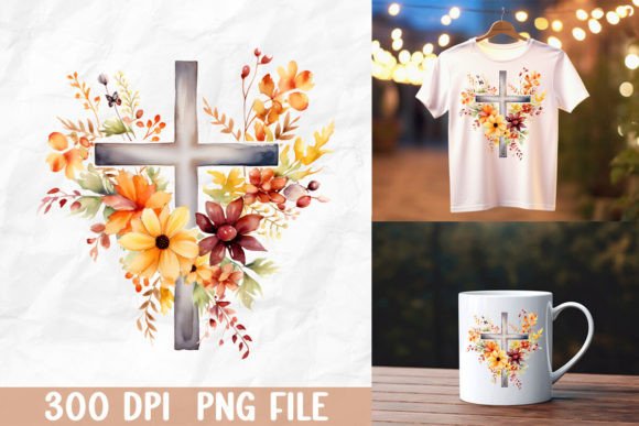 Download Rustic Cross with Autumn Florals - Autumn florals Collection