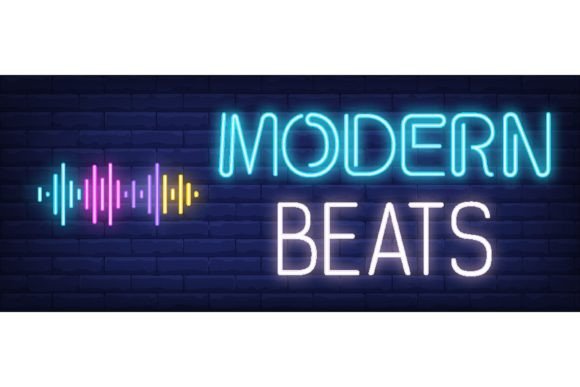 Download Modern Beats Neon Text with Sound Waves. - Sound waves Collection