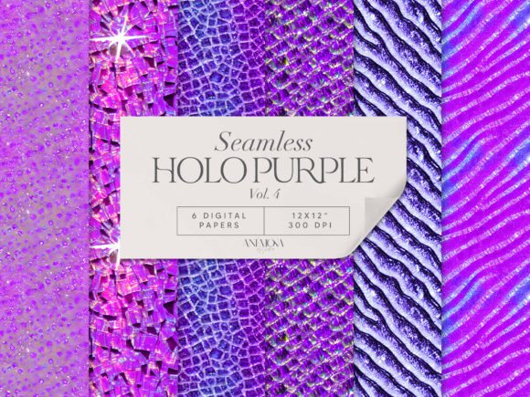 Download Purple Holographic Digital Paper Seamles - Holo Collection