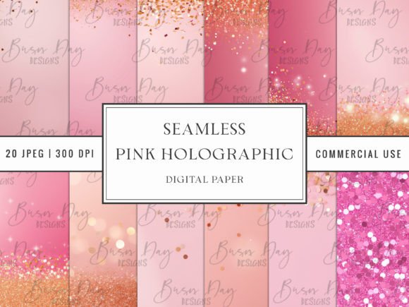 Download Pink Holographic Digital Paper Pack - Holo Collection