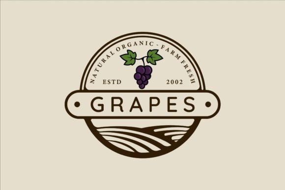 Download Grapes Logo Line Art Vintage Vector - Vintage Collection