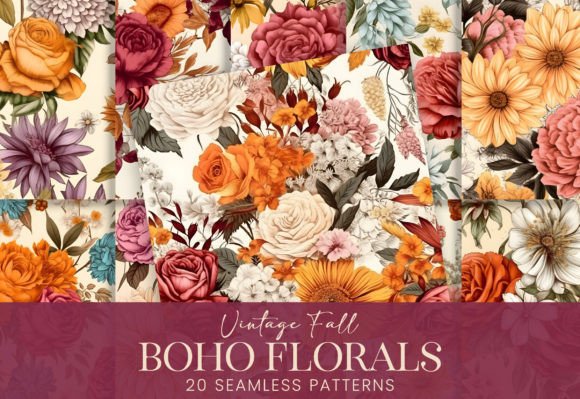 Download Vintage Boho Fall Florals Dusty Flowers - Vintage Collection