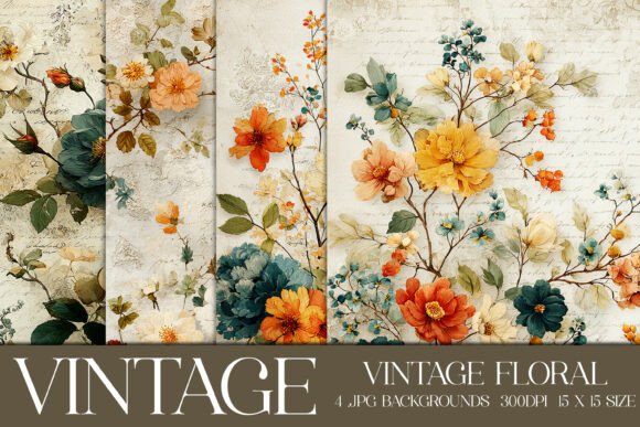 Download Vintage Floral Backgrounds, S4 - Vintage Collection
