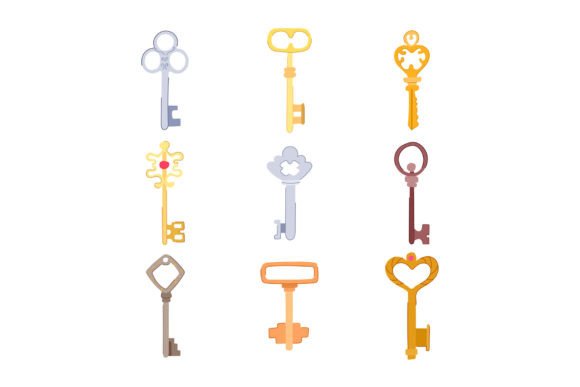 Download Key Vintage Set Cartoon Vector Illustrat - Vintage Collection