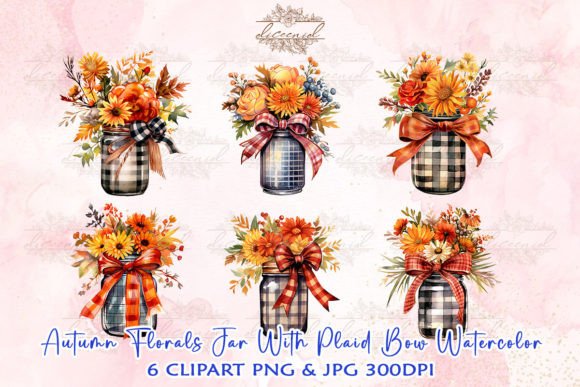 Download Autumn Florals Jar Watercolor Clipart - Autumn florals Collection