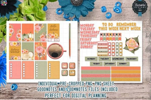 Download Autumn Florals Digital Stickers - Autumn florals Collection