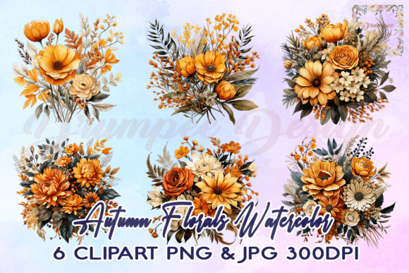 Download Autumn Florals Watercolor Clipart - Autumn florals Collection