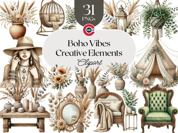 Download Boho Vibes Vintage Elements Clipart - Vintage Collection
