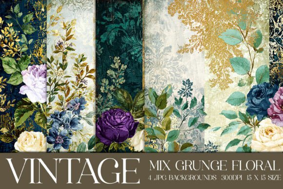 Download Vintage Grunge Floral Backgrounds, S12 - Vintage Collection