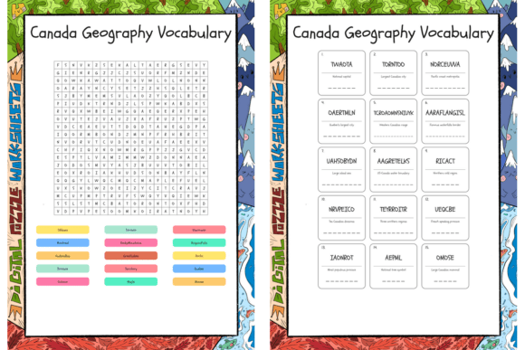 Download Canada Geography Vocabulary Word Search - Geography Collection